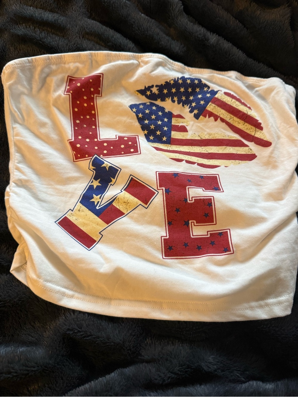 ROMWE White Tube Top with Love Logo in American Flag Design